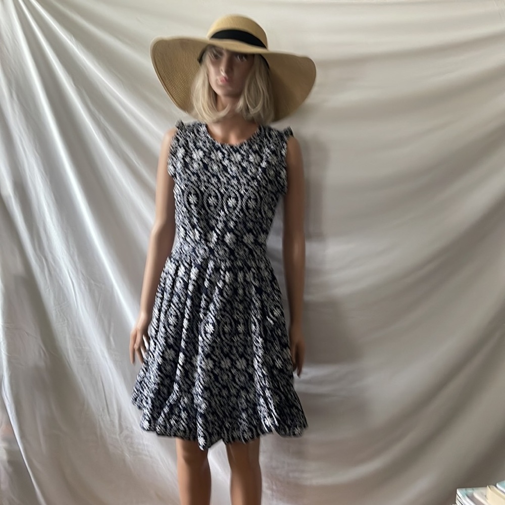 Kate Spade Shore Thing navy and white eyelet wrap dress with belt, size 4.